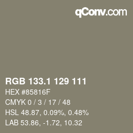 カラーコード: RGB 133.1 129 111 | qconv.com