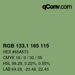 カラーコード: RGB 133.1 165 115 | qconv.com