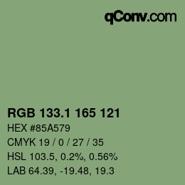 カラーコード: RGB 133.1 165 121 | qconv.com