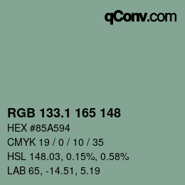 Color code: RGB 133.1 165 148 | qconv.com