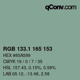 カラーコード: RGB 133.1 165 153 | qconv.com