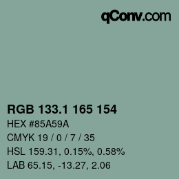 Color code: RGB 133.1 165 154 | qconv.com