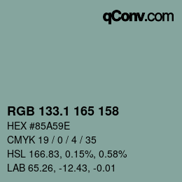 Color code: RGB 133.1 165 158 | qconv.com