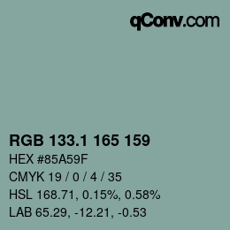 カラーコード: RGB 133.1 165 159 | qconv.com