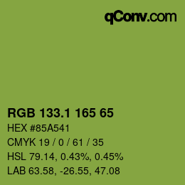 カラーコード: RGB 133.1 165 65 | qconv.com
