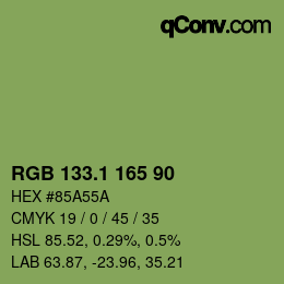 カラーコード: RGB 133.1 165 90 | qconv.com