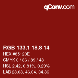 Color code: RGB 133.1 18.8 14 | qconv.com