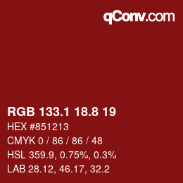 Color code: RGB 133.1 18.8 19 | qconv.com