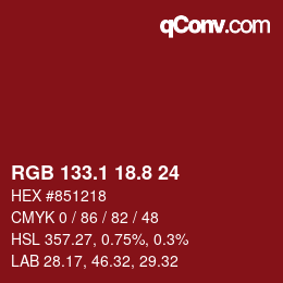 Color code: RGB 133.1 18.8 24 | qconv.com