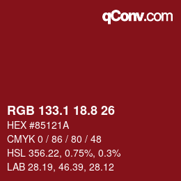 カラーコード: RGB 133.1 18.8 26 | qconv.com