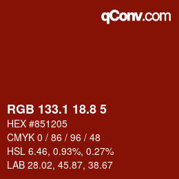 Color code: RGB 133.1 18.8 5 | qconv.com
