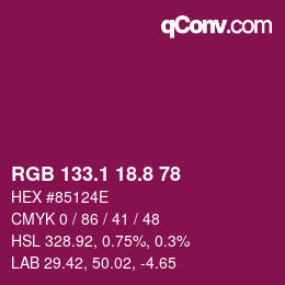 カラーコード: RGB 133.1 18.8 78 | qconv.com