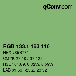 カラーコード: RGB 133.1 183 116 | qconv.com