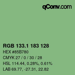 カラーコード: RGB 133.1 183 128 | qconv.com