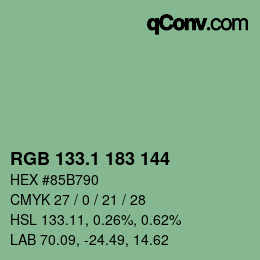 Color code: RGB 133.1 183 144 | qconv.com