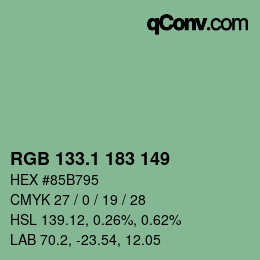 Color code: RGB 133.1 183 149 | qconv.com