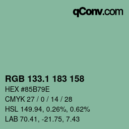 Color code: RGB 133.1 183 158 | qconv.com