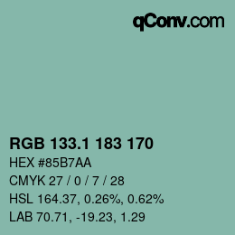 カラーコード: RGB 133.1 183 170 | qconv.com