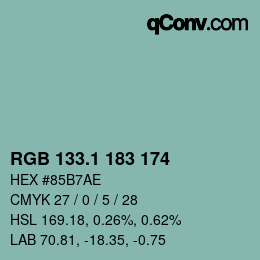 Color code: RGB 133.1 183 174 | qconv.com