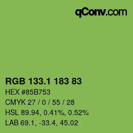 カラーコード: RGB 133.1 183 83 | qconv.com