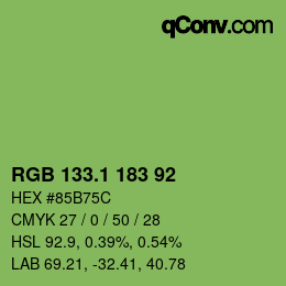 カラーコード: RGB 133.1 183 92 | qconv.com