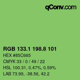 カラーコード: RGB 133.1 198.8 101 | qconv.com