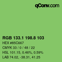 カラーコード: RGB 133.1 198.8 103 | qconv.com