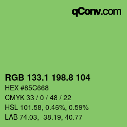 カラーコード: RGB 133.1 198.8 104 | qconv.com