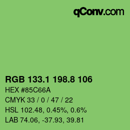 カラーコード: RGB 133.1 198.8 106 | qconv.com