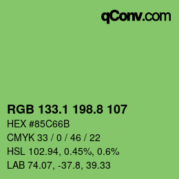 カラーコード: RGB 133.1 198.8 107 | qconv.com