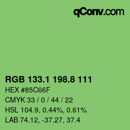 カラーコード: RGB 133.1 198.8 111 | qconv.com