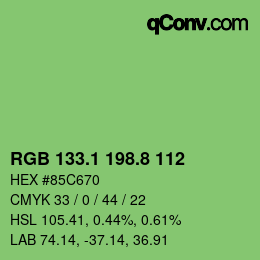 カラーコード: RGB 133.1 198.8 112 | qconv.com