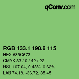 カラーコード: RGB 133.1 198.8 115 | qconv.com
