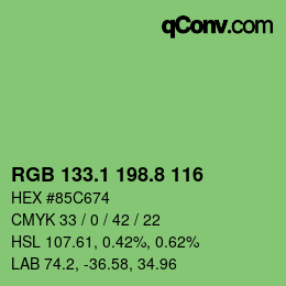 カラーコード: RGB 133.1 198.8 116 | qconv.com