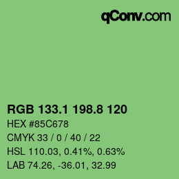 カラーコード: RGB 133.1 198.8 120 | qconv.com