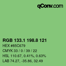カラーコード: RGB 133.1 198.8 121 | qconv.com