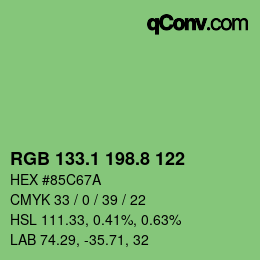 カラーコード: RGB 133.1 198.8 122 | qconv.com