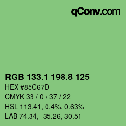カラーコード: RGB 133.1 198.8 125 | qconv.com