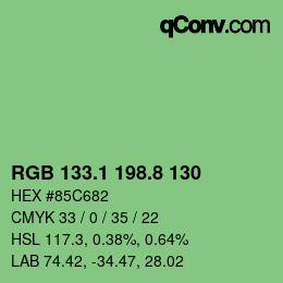 カラーコード: RGB 133.1 198.8 130 | qconv.com