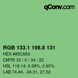カラーコード: RGB 133.1 198.8 131 | qconv.com