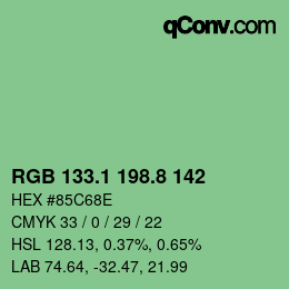 カラーコード: RGB 133.1 198.8 142 | qconv.com