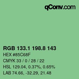 カラーコード: RGB 133.1 198.8 143 | qconv.com