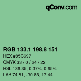 カラーコード: RGB 133.1 198.8 151 | qconv.com