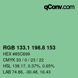 Color code: RGB 133.1 198.8 153 | qconv.com