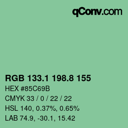 カラーコード: RGB 133.1 198.8 155 | qconv.com