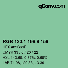 カラーコード: RGB 133.1 198.8 159 | qconv.com