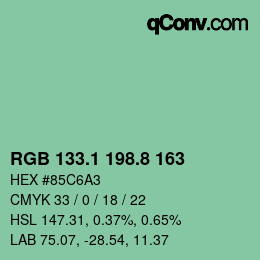 Color code: RGB 133.1 198.8 163 | qconv.com