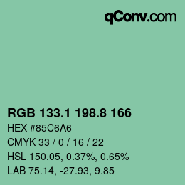 カラーコード: RGB 133.1 198.8 166 | qconv.com