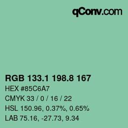 Color code: RGB 133.1 198.8 167 | qconv.com