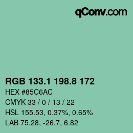 Color code: RGB 133.1 198.8 172 | qconv.com